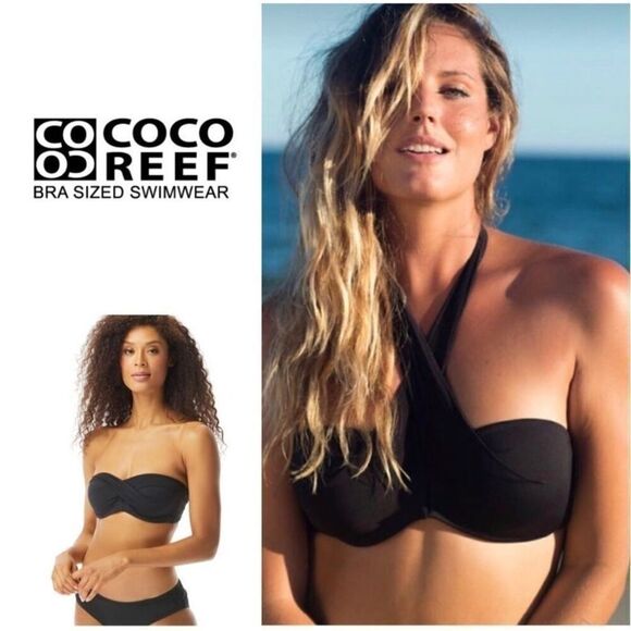 New..Coco Reef black 5-way tankini top. 36/38C. - Picture 1 of 13